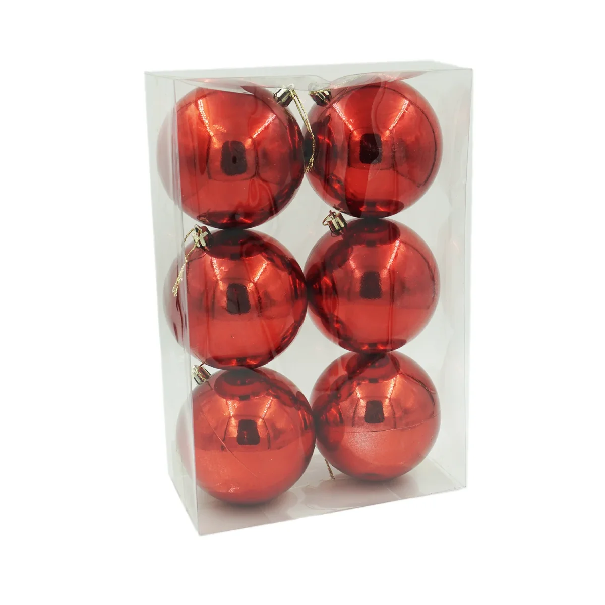 Bola Natalina Brilho Vermelho de 10cm com 6 Peças