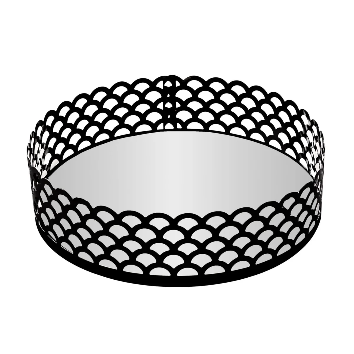 Bandeja de Metal com Espelho Arles Preto Fosco 18,5cm - Image 2