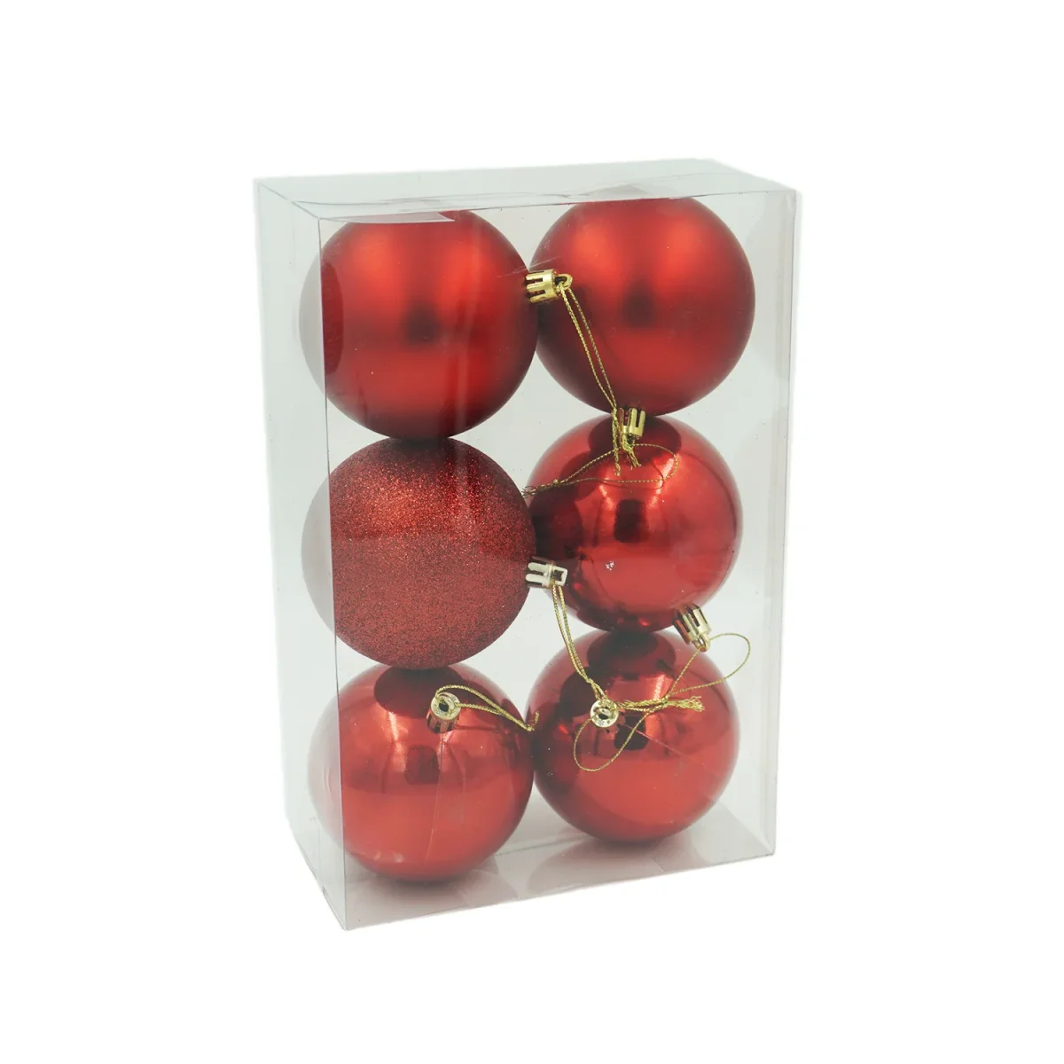 Bola Natalina Vermelho Variado de 8cm com 6 Peças - Image 2