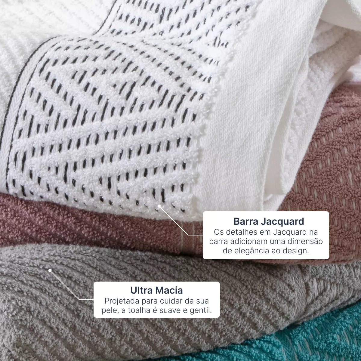 Toalha de Banho Jacquard Lisboa Taupe 70x140cm - Image 4
