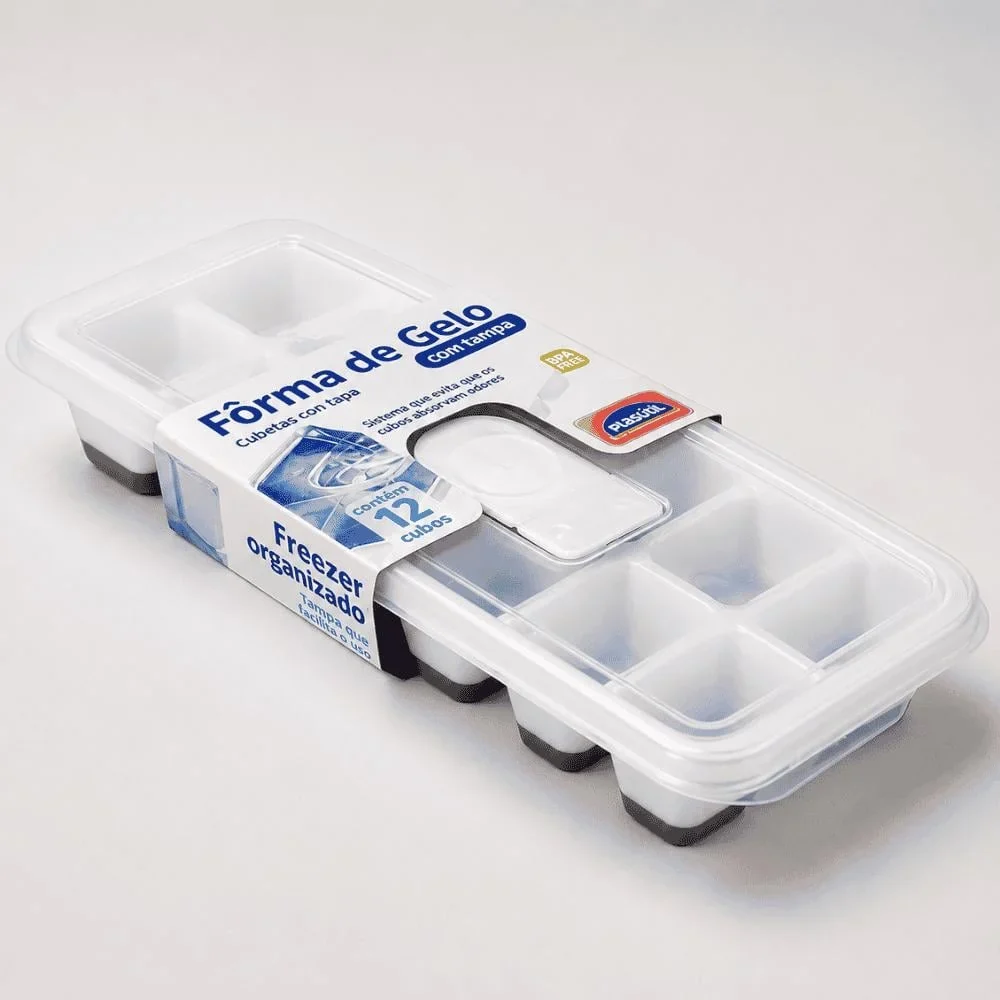 Forma de Gelo com Tampa 12 Cubos